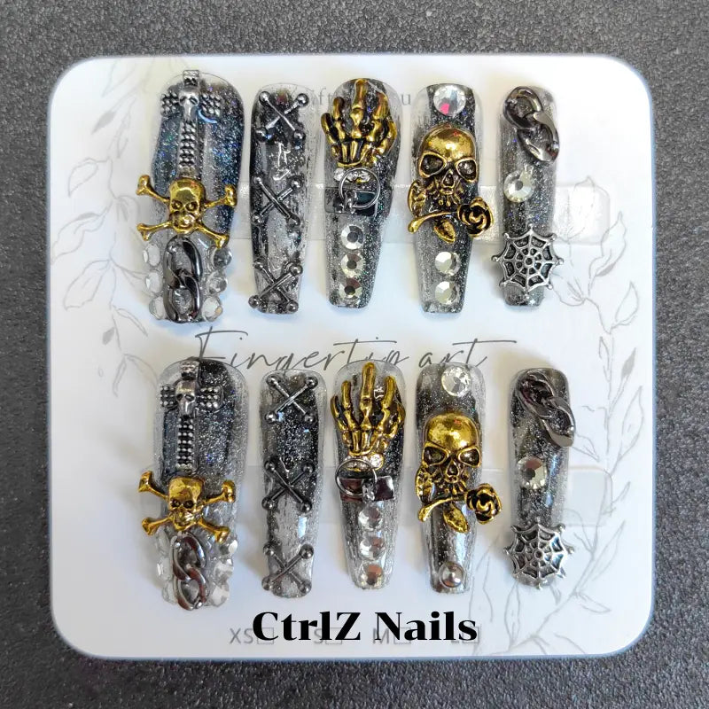 Handmade Punk Skull Press-On Nails