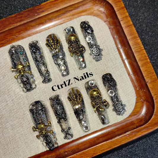 Handmade Punk Skull Press-On Nails
