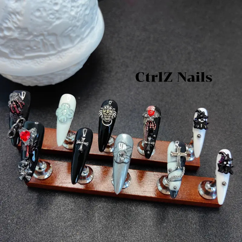 Handmade |  Eerie Skeleton & Phantom Press-On Nails