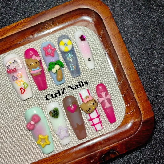 Handmade |  Summer Splash Press-On Nails