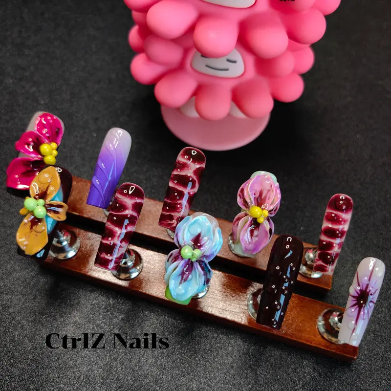 Handmade |  Luxe Marble & Floral Press-On Nails