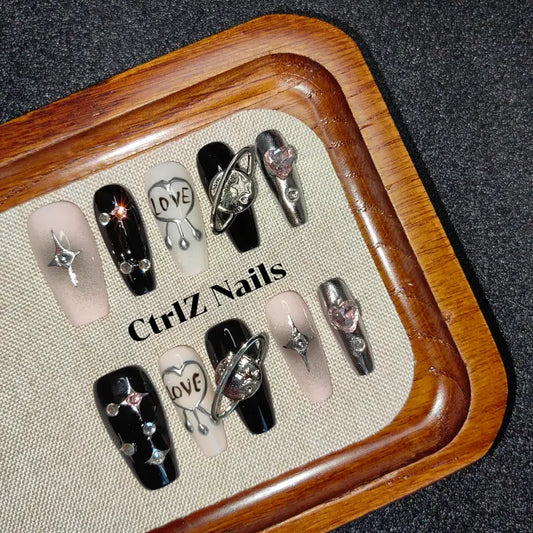 Hot Girl Planet press on nails with bold handmade details