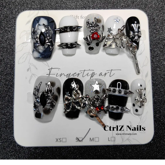 Handmade Punk Spider Press-On Nails