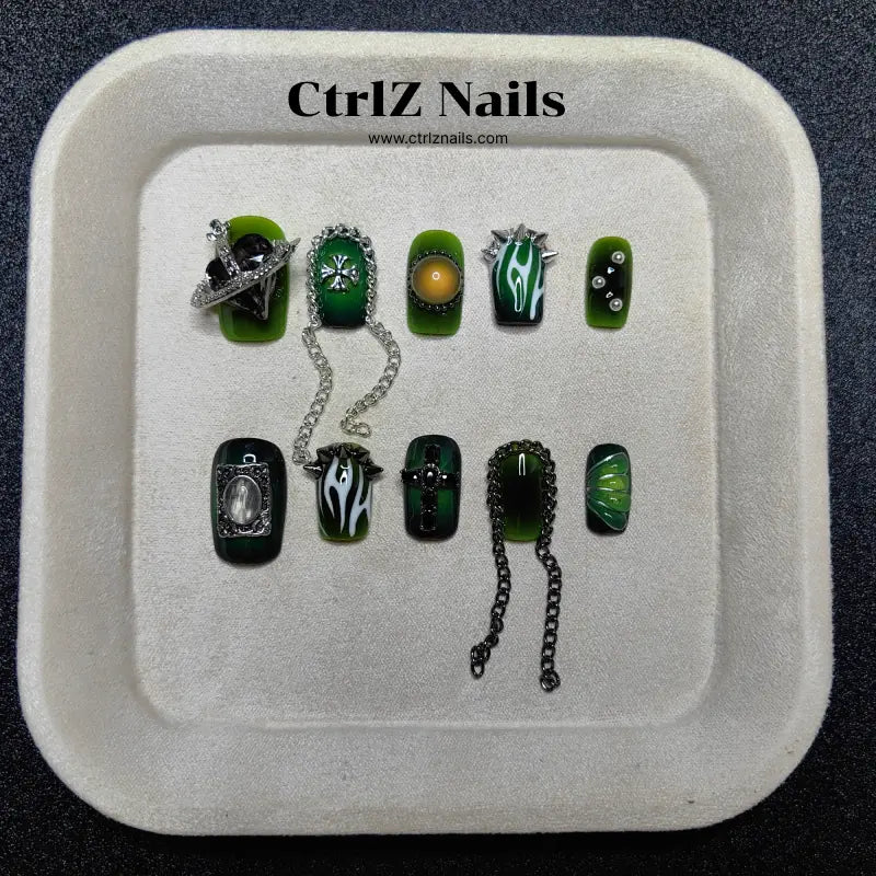 Handmade Dark Fairy Goth Press-On Nails
