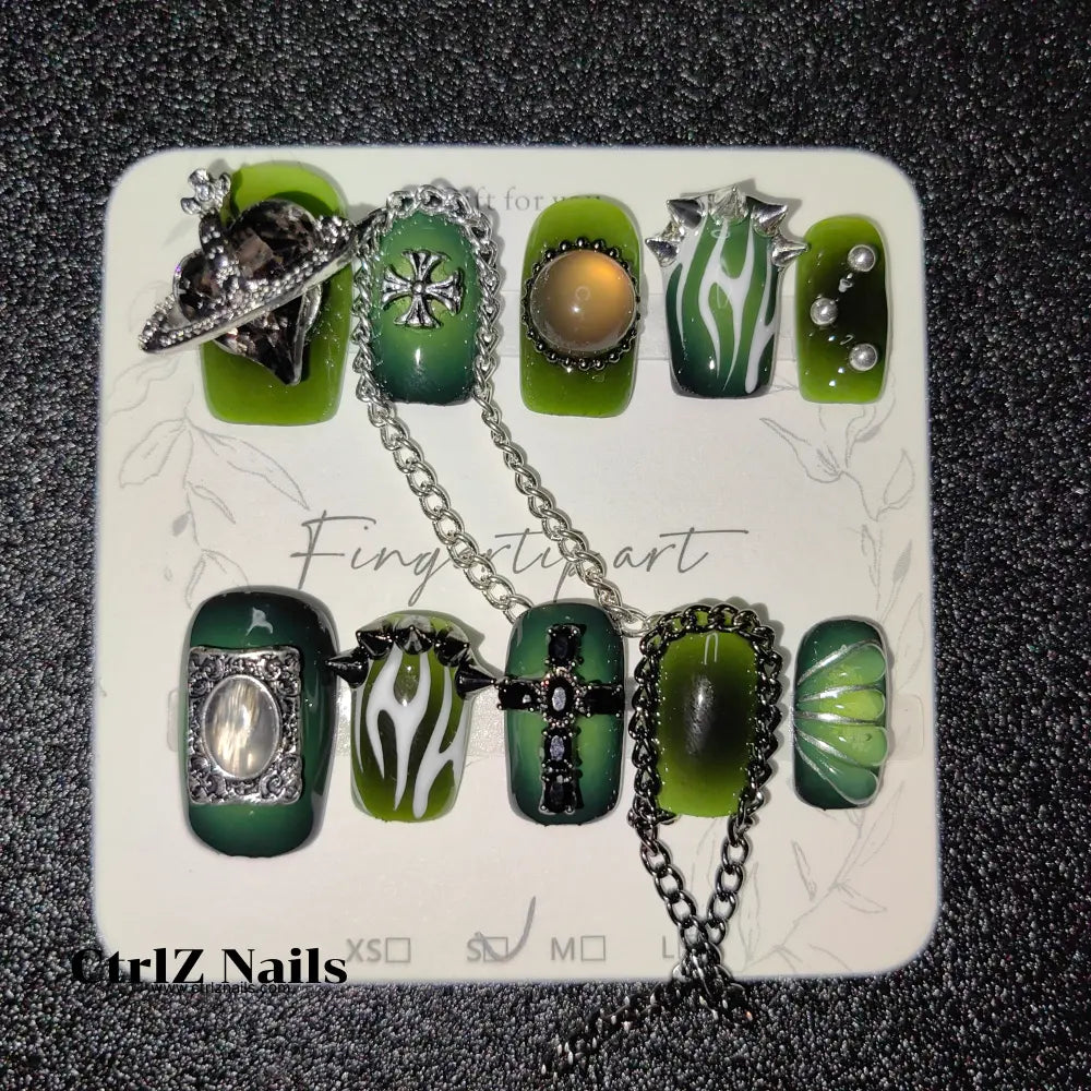 Handmade Dark Fairy Goth Press-On Nails
