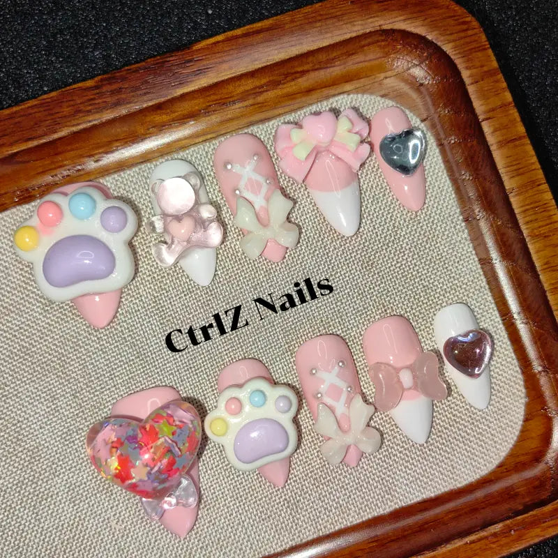 Handmade Sweet Pastel Babe Press-On Nails