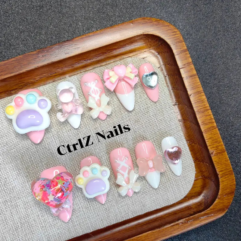 Handmade Sweet Pastel Babe Press-On Nails