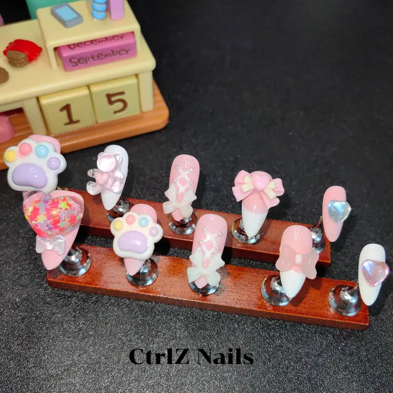 Handmade Sweet Pastel Babe Press-On Nails