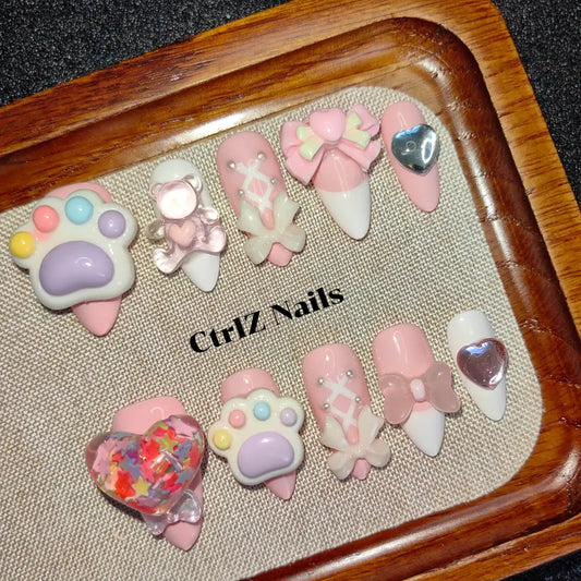 Handmade Sweet Pastel Babe Press-On Nails