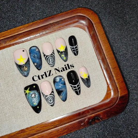 Handmade Starry Night Sky Press-On Nails