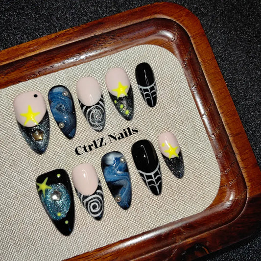 Handmade Starry Night Sky Press-On Nails