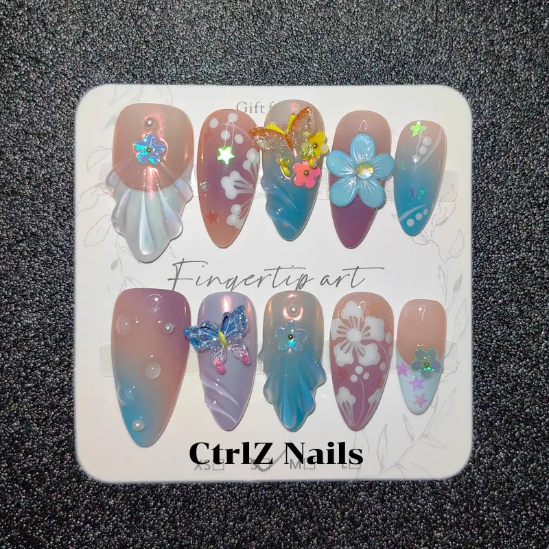 Handmade Butterfly Summer Press-On Nails