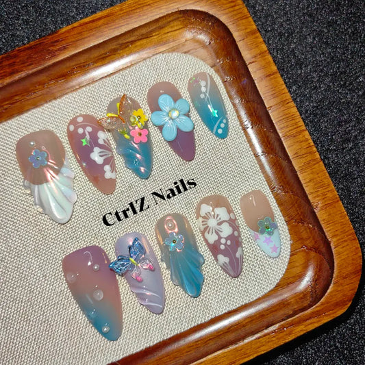 Handmade Butterfly Summer Press-On Nails