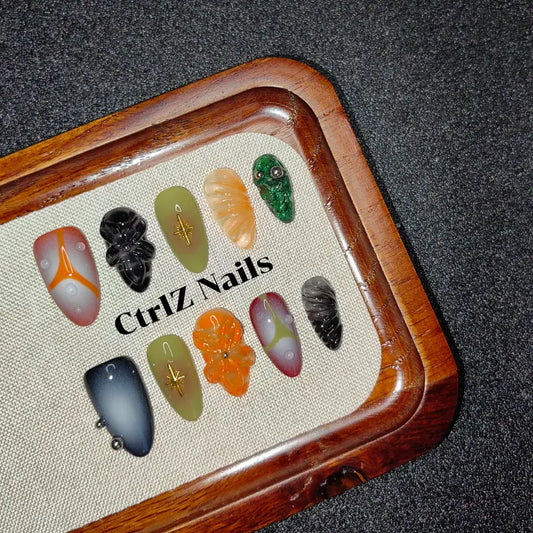 Luxe Ombre 3D Floral press on nails with elegant handmade floral details