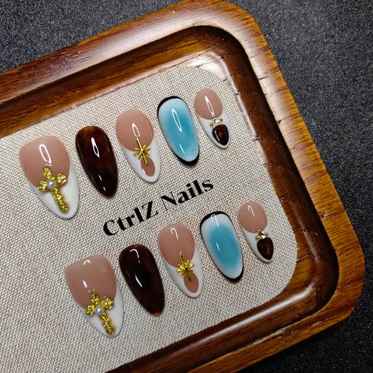 Luxe Amber Ombre press on nails with elegant handmade ombre details