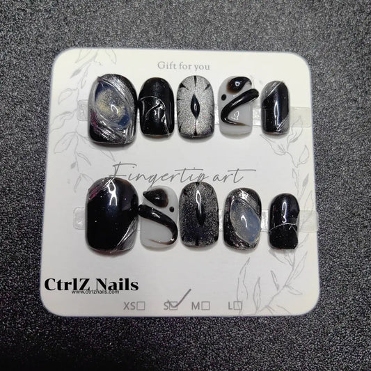 Handmade Press-On Nails – "Evil Eye Charm"