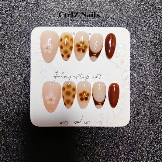 Handmade Press-On Nails – "Petals at Noon"