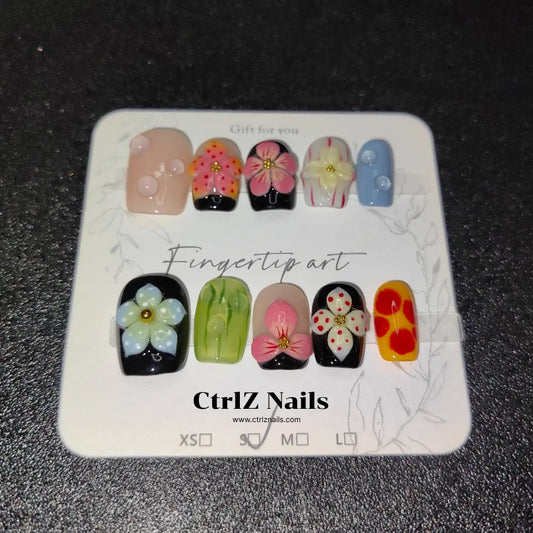 Handmade Press-On Nails - Summer Bloom